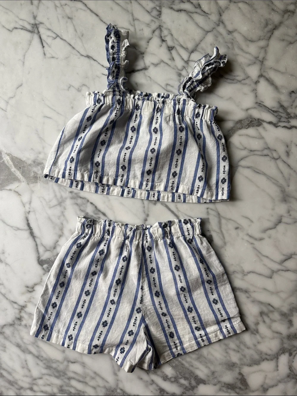Kids Two-Piece Blue & White Striped Set Size 7